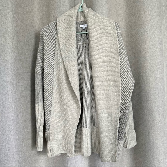 Vince Wool Cashmere Gray Open Front Ribbed Cardigan S - Picture 4 of 12